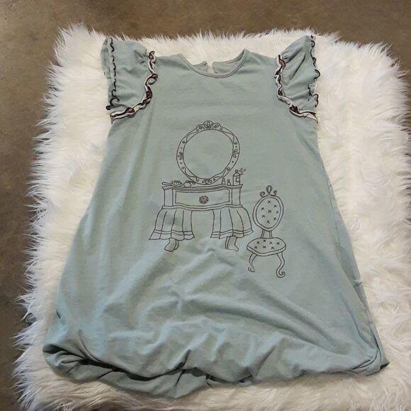 Persnickety Blue Dress - Size 12 w/ Ruffle Sleeves - Picture 1 of 8